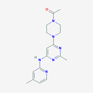 molecular formula C17H22N6O B2494124 1-(4-(2-Methyl-6-((4-methylpyridin-2-yl)amino)pyrimidin-4-yl)piperazin-1-yl)ethanone CAS No. 1428356-31-3