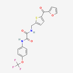 molecular formula C19H13F3N2O5S B2494142 N-{[5-(furan-2-carbonyl)thiophen-2-yl]methyl}-N'-[4-(trifluoromethoxy)phenyl]ethanediamide CAS No. 1797613-77-4