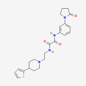 molecular formula C23H28N4O3S B2494145 N1-(3-(2-oxopyrrolidin-1-yl)phenyl)-N2-(2-(4-(thiophen-2-yl)piperidin-1-yl)ethyl)oxalamide CAS No. 1428355-08-1