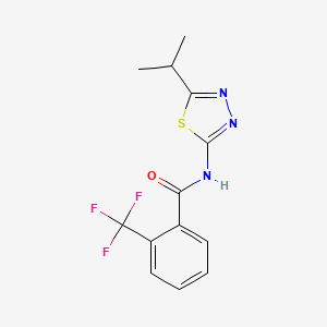 molecular formula C13H12F3N3OS B2494148 N-(5-isopropyl-1,3,4-thiadiazol-2-yl)-2-(trifluoromethyl)benzamide CAS No. 391864-27-0