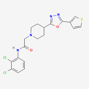 molecular formula C19H18Cl2N4O2S B2494149 N-(2,3-dichlorophenyl)-2-(4-(5-(thiophen-3-yl)-1,3,4-oxadiazol-2-yl)piperidin-1-yl)acetamide CAS No. 1448046-60-3