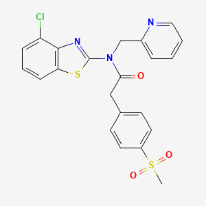 molecular formula C22H18ClN3O3S2 B2494160 N-(4-chloro-1,3-benzothiazol-2-yl)-2-(4-methanesulfonylphenyl)-N-[(pyridin-2-yl)methyl]acetamide CAS No. 941971-89-7