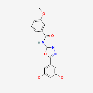 molecular formula C18H17N3O5 B2494180 N-[5-(3,5-dimethoxyphenyl)-1,3,4-oxadiazol-2-yl]-3-methoxybenzamide CAS No. 865286-90-4