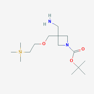 molecular formula C15H32N2O3Si B2494219 Tert-butyl 3-(aminomethyl)-3-{[2-(trimethylsilyl)ethoxy]methyl}azetidine-1-carboxylate CAS No. 2248351-06-4