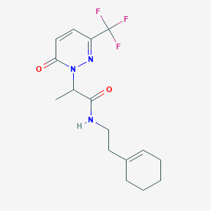 molecular formula C16H20F3N3O2 B2494230 N-[2-(cyclohex-1-en-1-yl)ethyl]-2-[6-oxo-3-(trifluoromethyl)-1,6-dihydropyridazin-1-yl]propanamide CAS No. 2380099-10-3