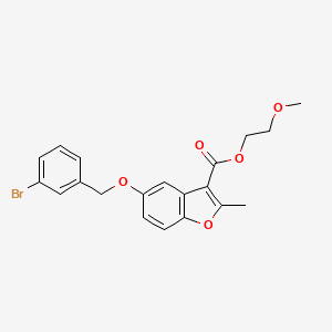 molecular formula C20H19BrO5 B2494243 2-Methoxyethyl 5-[(3-bromophenyl)methoxy]-2-methyl-1-benzofuran-3-carboxylate CAS No. 308296-15-3