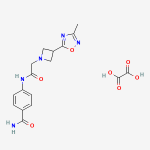 molecular formula C17H19N5O7 B2494247 4-(2-(3-(3-Methyl-1,2,4-oxadiazol-5-yl)azetidin-1-yl)acetamido)benzamide oxalate CAS No. 1351595-67-9