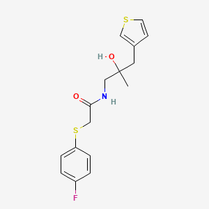 2-((4-fluorophenyl)thio)-N-(2-hydroxy-2-methyl-3-(thiophen-3-yl)propyl)acetamide
