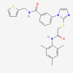 3-(2-((2-(mesitylamino)-2-oxoethyl)thio)-1H-imidazol-1-yl)-N-(thiophen-2-ylmethyl)benzamide