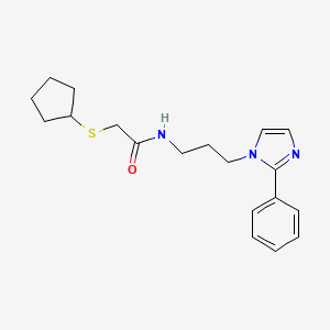 2-(cyclopentylthio)-N-(3-(2-phenyl-1H-imidazol-1-yl)propyl)acetamide
