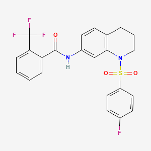 N-(1-((4-fluorophenyl)sulfonyl)-1,2,3,4-tetrahydroquinolin-7-yl)-2-(trifluoromethyl)benzamide