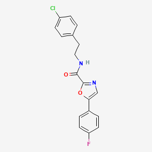 molecular formula C18H14ClFN2O2 B2494341 N-[2-(4-chlorophenyl)ethyl]-5-(4-fluorophenyl)-1,3-oxazole-2-carboxamide CAS No. 1798619-96-1