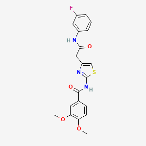 molecular formula C20H18FN3O4S B2494342 N-(4-(2-((3-fluorophenyl)amino)-2-oxoethyl)thiazol-2-yl)-3,4-dimethoxybenzamide CAS No. 921863-56-1