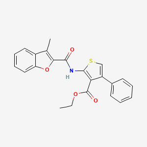 molecular formula C23H19NO4S B2494357 Ethyl 2-(3-methylbenzofuran-2-carboxamido)-4-phenylthiophene-3-carboxylate CAS No. 381699-19-0