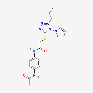 molecular formula C19H22N6O2S B2494360 N-(4-acetamidophenyl)-2-{[5-propyl-4-(1H-pyrrol-1-yl)-4H-1,2,4-triazol-3-yl]sulfanyl}acetamide CAS No. 896299-48-2