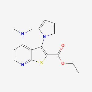 molecular formula C16H17N3O2S B2494363 ethyl 4-(dimethylamino)-3-(1H-pyrrol-1-yl)thieno[2,3-b]pyridine-2-carboxylate CAS No. 341967-29-1