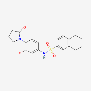 molecular formula C21H24N2O4S B2494366 N-[3-methoxy-4-(2-oxopyrrolidin-1-yl)phenyl]-5,6,7,8-tetrahydronaphthalene-2-sulfonamide CAS No. 941935-38-2