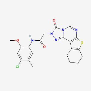 molecular formula C21H20ClN5O3S B2494375 N-(4-chloro-2-methoxy-5-methylphenyl)-2-(3-oxo-8,9,10,11-tetrahydro[1]benzothieno[3,2-e][1,2,4]triazolo[4,3-c]pyrimidin-2(3H)-yl)acetamide CAS No. 1358290-66-0