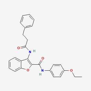 molecular formula C26H24N2O4 B2494397 N-(4-ethoxyphenyl)-3-(3-phenylpropanamido)benzofuran-2-carboxamide CAS No. 887890-45-1