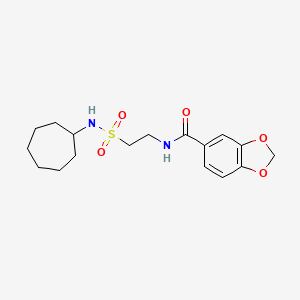 molecular formula C17H24N2O5S B2494399 N-[2-(cycloheptylsulfamoyl)ethyl]-2H-1,3-benzodioxole-5-carboxamide CAS No. 899740-38-6