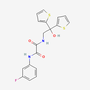 molecular formula C18H15FN2O3S2 B2494412 N'-(3-fluorophenyl)-N-[2-hydroxy-2,2-bis(thiophen-2-yl)ethyl]ethanediamide CAS No. 2034478-16-3