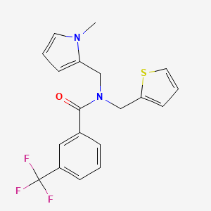 molecular formula C19H17F3N2OS B2494432 N-((1-methyl-1H-pyrrol-2-yl)methyl)-N-(thiophen-2-ylmethyl)-3-(trifluoromethyl)benzamide CAS No. 1251684-25-9