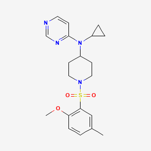 molecular formula C20H26N4O3S B2494461 N-cyclopropyl-N-[1-(2-methoxy-5-methylbenzenesulfonyl)piperidin-4-yl]pyrimidin-4-amine CAS No. 2380168-19-2