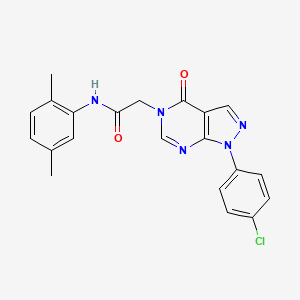molecular formula C21H18ClN5O2 B2494476 2-[1-(4-chlorophenyl)-4-oxo-1H,4H,5H-pyrazolo[3,4-d]pyrimidin-5-yl]-N-(2,5-dimethylphenyl)acetamide CAS No. 852440-77-8