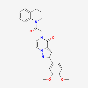molecular formula C25H24N4O4 B2494487 2-(3,4-dimethoxyphenyl)-5-[2-oxo-2-(1,2,3,4-tetrahydroquinolin-1-yl)ethyl]-4H,5H-pyrazolo[1,5-a]pyrazin-4-one CAS No. 941938-97-2