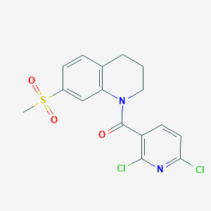 molecular formula C16H14Cl2N2O3S B2494498 (2,6-Dichloropyridin-3-yl)-(7-methylsulfonyl-3,4-dihydro-2H-quinolin-1-yl)methanone CAS No. 2411296-48-3