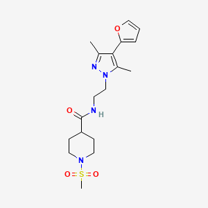N-(2-(4-(furan-2-yl)-3,5-dimethyl-1H-pyrazol-1-yl)ethyl)-1-(methylsulfonyl)piperidine-4-carboxamide