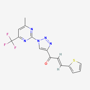 (E)-1-[1-[4-methyl-6-(trifluoromethyl)pyrimidin-2-yl]triazol-4-yl]-3-thiophen-2-ylprop-2-en-1-one