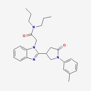 2-{2-[1-(3-methylphenyl)-5-oxopyrrolidin-3-yl]-1H-benzimidazol-1-yl}-N,N-dipropylacetamide
