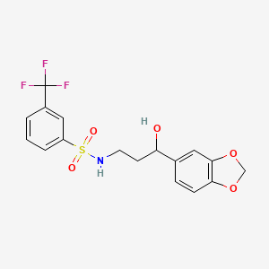molecular formula C17H16F3NO5S B2494563 N-(3-(benzo[d][1,3]dioxol-5-yl)-3-hydroxypropyl)-3-(trifluoromethyl)benzenesulfonamide CAS No. 1421497-34-8