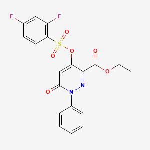 molecular formula C19H14F2N2O6S B2494577 ethyl 4-[(2,4-difluorobenzenesulfonyl)oxy]-6-oxo-1-phenyl-1,6-dihydropyridazine-3-carboxylate CAS No. 899991-83-4