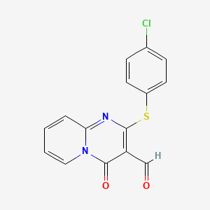molecular formula C15H9ClN2O2S B2494594 2-(4-Chloro-phenylsulfanyl)-4-oxo-4H-pyrido[1,2-a]pyrimidine-3-carbaldehyde CAS No. 431924-79-7