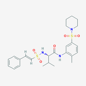 molecular formula C25H33N3O5S2 B2494602 (2S)-3-methyl-N-(2-methyl-5-piperidin-1-ylsulfonylphenyl)-2-[[(E)-2-phenylethenyl]sulfonylamino]butanamide CAS No. 957039-44-0