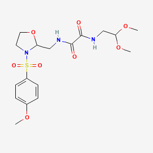 molecular formula C17H25N3O8S B2494604 N1-(2,2-dimethoxyethyl)-N2-((3-((4-methoxyphenyl)sulfonyl)oxazolidin-2-yl)methyl)oxalamide CAS No. 868981-31-1