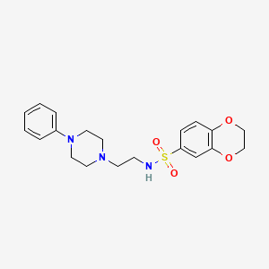 molecular formula C20H25N3O4S B2494663 N-[2-(4-phenylpiperazin-1-yl)ethyl]-2,3-dihydro-1,4-benzodioxine-6-sulfonamide CAS No. 1049441-06-6