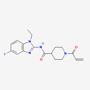 molecular formula C18H21FN4O2 B2494691 N-(1-ethyl-5-fluoro-1H-1,3-benzodiazol-2-yl)-1-(prop-2-enoyl)piperidine-4-carboxamide CAS No. 2361784-00-9