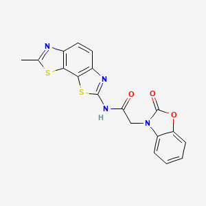 molecular formula C18H12N4O3S2 B2494692 N-(7-methyl-[1,3]thiazolo[4,5-g][1,3]benzothiazol-2-yl)-2-(2-oxo-1,3-benzoxazol-3-yl)acetamide CAS No. 1206988-81-9