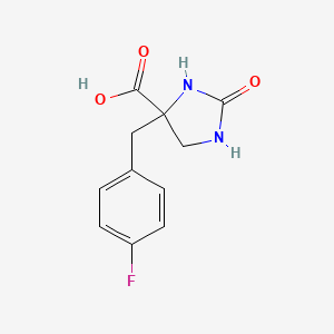 molecular formula C11H11FN2O3 B2494712 4-[(4-Fluorophenyl)methyl]-2-oxoimidazolidine-4-carboxylic acid CAS No. 2248297-91-6