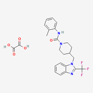 molecular formula C24H25F3N4O5 B2494715 N-(o-tolyl)-4-((2-(trifluoromethyl)-1H-benzo[d]imidazol-1-yl)methyl)piperidine-1-carboxamide oxalate CAS No. 1351644-11-5