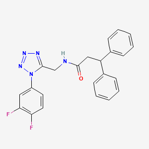 molecular formula C23H19F2N5O B2494725 N-((1-(3,4-difluorophenyl)-1H-tetrazol-5-yl)methyl)-3,3-diphenylpropanamide CAS No. 941964-13-2