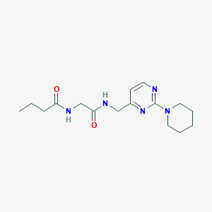 molecular formula C16H25N5O2 B2494730 N-(2-oxo-2-(((2-(piperidin-1-yl)pyrimidin-4-yl)methyl)amino)ethyl)butyramide CAS No. 1797813-76-3