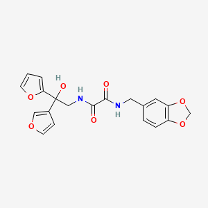 molecular formula C20H18N2O7 B2494742 N'-[(2H-1,3-benzodioxol-5-yl)methyl]-N-[2-(furan-2-yl)-2-(furan-3-yl)-2-hydroxyethyl]ethanediamide CAS No. 2034330-09-9