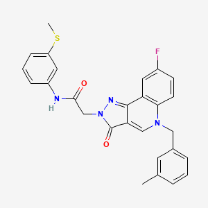 molecular formula C27H23FN4O2S B2494783 2-{8-fluoro-5-[(3-methylphenyl)methyl]-3-oxo-2H,3H,5H-pyrazolo[4,3-c]quinolin-2-yl}-N-[3-(methylsulfanyl)phenyl]acetamide CAS No. 931329-13-4