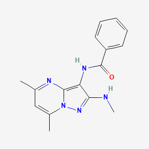 molecular formula C16H17N5O B2494830 N-(5,7-dimethyl-2-(methylamino)pyrazolo[1,5-a]pyrimidin-3-yl)benzamide CAS No. 1179499-76-3
