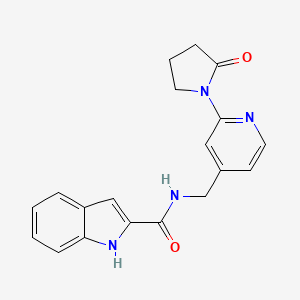 molecular formula C19H18N4O2 B2494831 N-((2-(2-oxopyrrolidin-1-yl)pyridin-4-yl)methyl)-1H-indole-2-carboxamide CAS No. 2034614-35-0