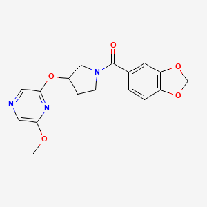 molecular formula C17H17N3O5 B2494882 2-{[1-(2H-1,3-benzodioxole-5-carbonyl)pyrrolidin-3-yl]oxy}-6-methoxypyrazine CAS No. 2034285-58-8